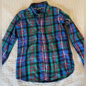 Lands End Holiday Flannel Shirt Boys Sz Medium 10-12